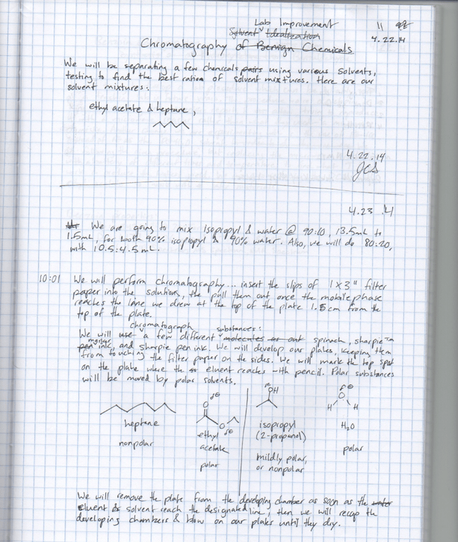 Chromatography research notes page 1